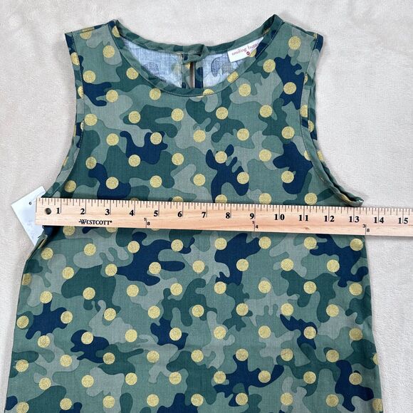Smiling Button Girls Size 10 Green Camo Gold Polka Dot Tunic Dress New - Picture 5 of 8